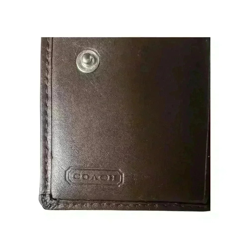 Coach Signature wallet small brown logo leather canvas bifold - Picture 4 of 9